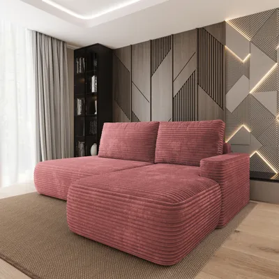 Produktbild von Masseno Ecksofa AVINI T R-S mit Schlaffunktion L-Form, Sofa mit Bettkasten, Wohnzimmersofa, Couch, Soffa, Bettsofa, Couchgarnitur- Rosa, TILIA 62