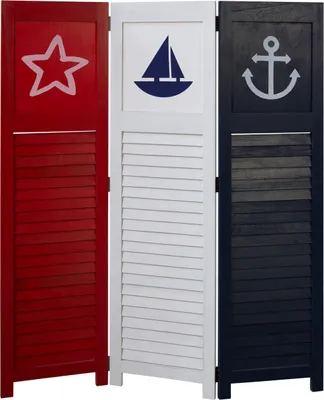 Produktbild von Homestyle4u Paravent Raumteiler 3 teilig Raumtrenner Sichtschutz Trennwand Weiß Blau Rot