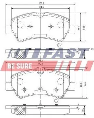 Produktbild von FAST FT29545 Bremsbeläge Satz Hinten Bremsklötze für FORD Transit Custom V362 Kastenwagen (FY, FZ) Transit Mk7 Kastenwagen (V363, FCD, FDD)