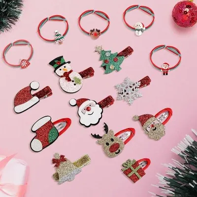 Produktbild von Weihnachtshaarclips Glitter 15 Stück für Mädchen