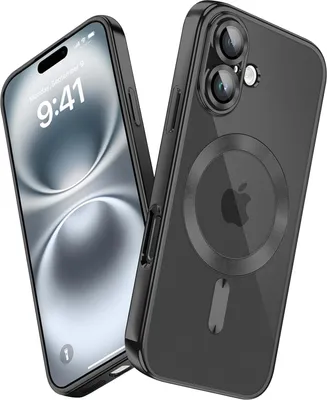 Obrázek produktu pro Pouzdro pro iPhone 16 Magnetické Ultra Tenké Průhledné Pouzdro s Magsafe a Ochranným Krytem na Kameru Černý