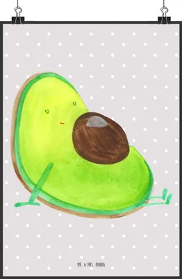 Produktbild von Mr. & Mrs. Panda Bild Avocado Schwangerschaft DIN A2 - Grau Pastell - Geschenk, Deko, Plakat, Liebe, drucke, Schwanger, wanddeko, Baby, Kunstdruck, Avocadokern