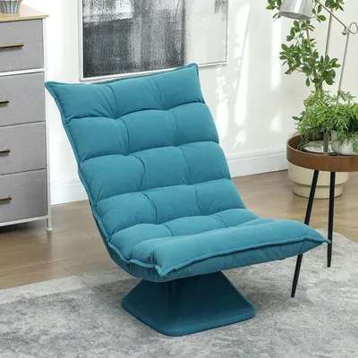 Produktbild von Bodensessel drehbar 360°, Lesesessel Bodenstuhl, Meditationsstuhl Polyester, Blau | 62 x 70 x 95 cm | 15 cm Polsterung | 5 Neigungspositionen