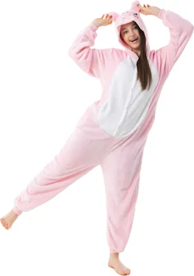 Produktbild von Katara 1744 - Schweinchen rosa S (145-155cm), Jumpsuit, Onesie, Karneval, Overall, Party, Karnevals-Kostüm, Verkleidung zum Fasching, Schlafanzug, Hausanzug, Jogginganzug, Cosplay, Tierkostüm für Erwachsene