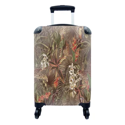 Produktbild von MuchoWow® Koffer Handgepäck Trolley Rollkoffer Kleine Reisekoffer mit 4 Rollen - Vintage - Natur - Dschungel - Muster - Cabin Size < 55x40x23 cm & 55x40x20 cm - Fotokoffer - Kabinenkoffer - Boardgepäck - Reise-Box - Reisekoffer - Reisegepäck - Koffer mit Bild - Trolley für Kinder