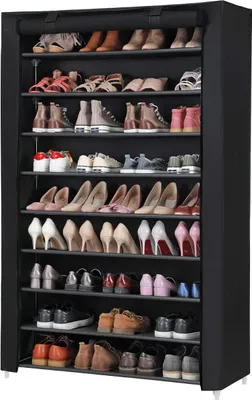 Produktbild von Songmics Schuhregal mit 9 Ebenen Schwarz, 100 x 28 x 162 cm