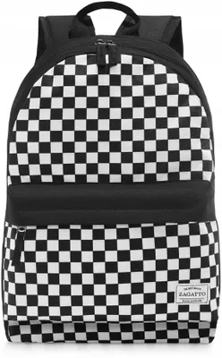 Image de Sac à dos de sport scolaire avec motif échiquier, sac à dos urbain homme/femme, ZAGATTO, sac à dos scolaire spacieux à une chambre, A4, 20L, 45x30x15 / ZG765