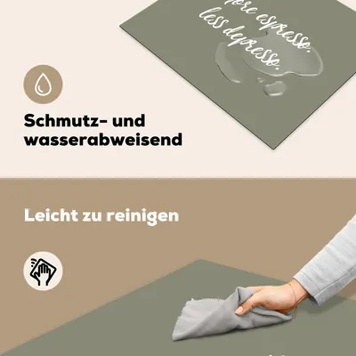 Produktbild von KitchenYeah© Herdabdeckplatte Zitate - Mehr Espresso. Weniger Depresso. - Zitate - Kaffee , 65x52cm, Küche Deko, Glaskeramikkochfeld Herdabdeckung, Abdeckplatte fùr Kochfeld