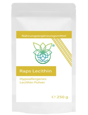 Produktbild von VITARAGNA Hypoallergenes Raps Lecithin Pulver 250 g - Reich an essentiellen Fettsäuren - Vegan - Gentechnikfrei - Natürliche Quelle von Phosphatiden