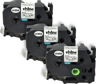 Produktbild von vhbw 3x Schriftband-Kassette Ersatz für Brother TZ-251, TZE-251 für Etiketten-Drucker 8m x 24mm Schwarz auf Weiß