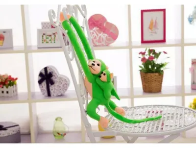 Produktbild von Leantoys Plüsch-Maskottchen Affe mit Baby, Grün90 cm
