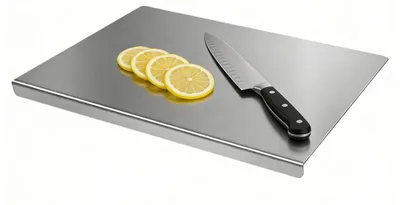 Produktbild von Omgoods – Schneidebrett aus Edelstahl für die Küche mit rutschfesten Füßen