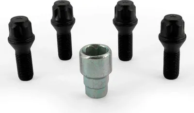 Immagine prodotto di H&R set bloccaggio ruota M14x1.50x28mm collare conico nero - 4 bulloni bloccaggio ruota incl. adattatore