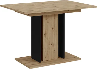 Produktbild von MEBLINI Esstisch Ausziehbar - Esszimmertisch Modern - Küchentisch - Säulentisch - Ausziehtisch - Dining Table - Esszimmertische - 100-140x60x75cm - WOOD MINI - Artisan Eiche/Schwarz Matt