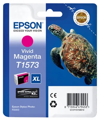 Produktbild von Epson Turtle T1573 Vivid Magenta, Hohe (XL-) Ausbeute, Lebendiges Magenta, Tinte auf Pigmentbasis, 25,9 ml, 1 Stück(e), 2300 Seiten