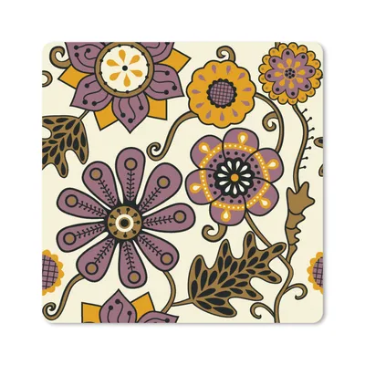 Produktbild von MuchoWow® Mauspad Mousepad Blumen - Bohème - Vintage - Cartoon 20x20 cm - Mousepads - Maus Mat - Pad - Mausunterlage - Desk Mat - Bureauartikeln