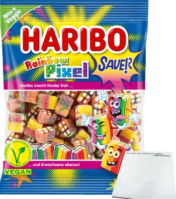 Produktbild von Haribo Rainbow Pixel Sauer (160g Packung) + usy Block