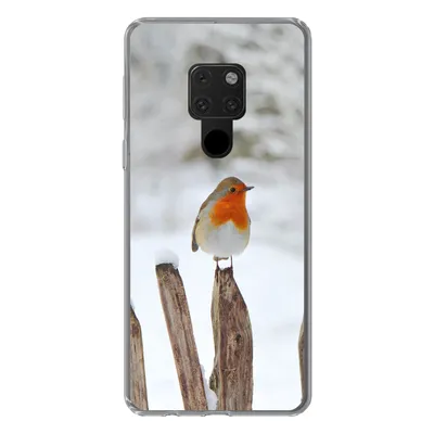 Produktbild von MuchoWow® Handyhülle Schutzhülle Hülle für Huawei P40 Lite Vogel - Zaun - Schnee Silikon Softcase Handy Hülle - Handy