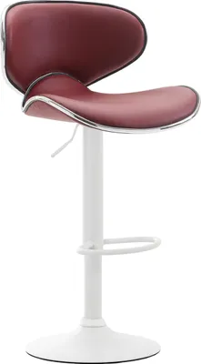 Produktbild von Barhocker FAMIR - Kunstleder Bordeauxrot 46x49x88 cm Weiß | Barstuhl Mit Lehne Tresenhocker Tresenstuhl Kneipenhocker Kneipenstuhl