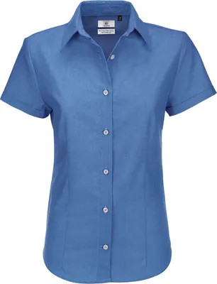 Produktbild von B&C Damen Oxford Bluse, kurzarm BC116 (5XL) (Oxford Blau)
