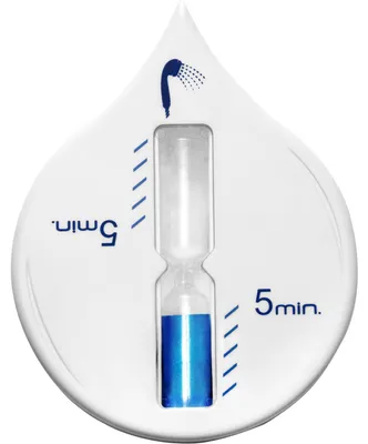 Produktbild von Sanduhr - Badezimmer/Dusch Timer - 5 Minuten - Weiß/Blau - 9 x 12 cm - Zähneputzen Kinder
