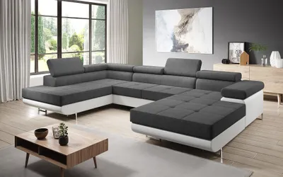 Produktbild von FurMeb24 - Ecksofa MANDANA U - RECHTE SEITE , Sofa mit  Bettk€sten und Schlaffunktion - Orinoco 96 + Madryt 120