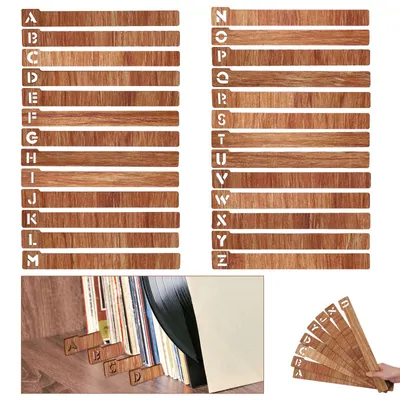 26er Set A-Z Vinylplatten-Trenner aus Holz, Organizer