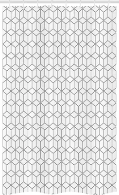 Produktbild von ABAKUHAUS Schwarz-Weiss Schmaler Duschvorhang, Geometrische quadratische Form, Badezimmer Deko Set aus Stoff mit Haken, 120 x 180 cm, Weiß Schwarz