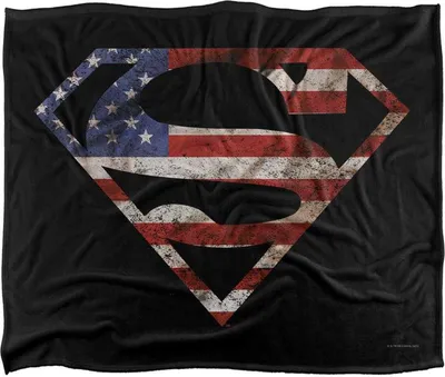 Produktbild von Superman - "Super Patriot" Decke, Seidig, Supersoft TV24001 (Einheitsgröße) (Schwarz/Bunt)