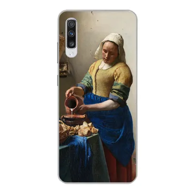 Produktbild von MuchoWow® Handyhülle Schutzhülle Hülle für Samsung Galaxy A70 Das Milchmädchen - Johannes Vermeer Silikon Softcase Handy Hülle - Schutzhaube