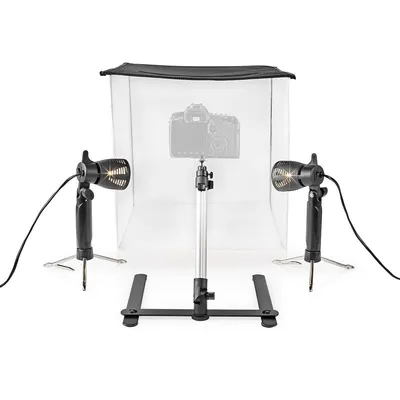 Immagine prodotto di Kit studio fotografico Nedis - 400 lm - Pieghevole - Sfondi inclusi - Borsa di trasporto inclusa - Nero