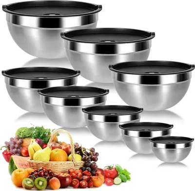 Produktbild von Famanu Schüsselset 8-teilig - Edelstahl mit luftdichten Deckeln