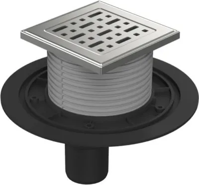 Image de Siphon de sol Chud?j D50, cadre en acier inoxydable, grille FACE F1 384 N A