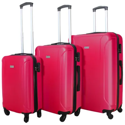 Image de Taille unique VS-76 | Coffret de valises "Vertical Studio" "Linköping" comprenant 3 valises de 20", 24" et 28", couleur rose