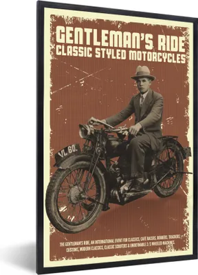 Produktbild von MuchoWow® MuchoWow® Gerahmtes Poster Mancave - Motor - Vintage - Rauchen 20x30 cm - Poster mit zchwarzem Bilderrahmen - Drucken - Bilder Poster im Rahmen