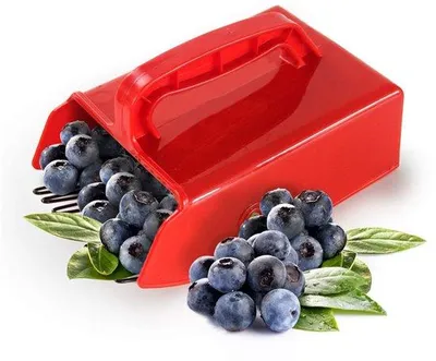 Produktbild von Einfaches Beerenpflückgerät, Beerenkamm, Rote Beerenpflücker, Schaufel für die Pflückung von Erdbeeren, Brombeeren und Heidelbeeren.