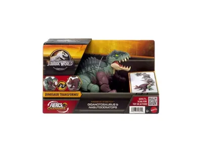 Obrázok produktu pre Mattel Jurassic World dinosaurus s transformací dvojité nebezpečí Giganotosaurus a Nasutoceratops