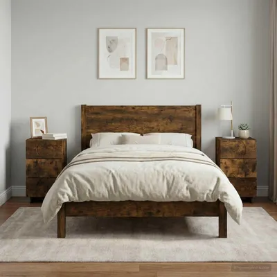 Image de vidaXL Table de chevet, 2 pièces, bois fumé, 33,5 x 34,5 x 60 cm, panneaux de particules