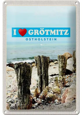 Produktbild von Blechschild Reise 20x30cm Grötmitz Ostholstein Meer Sand Strand