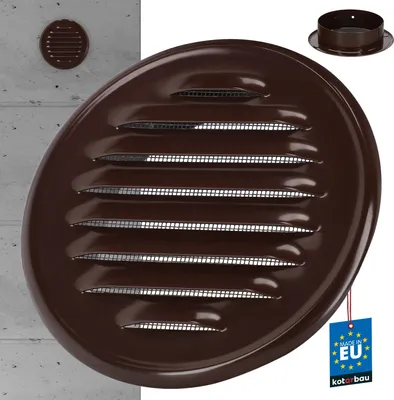 Image de KOTARBAU® Grille d'aération 100mm tôle de zinc brune Grille d'évacuation d'air à visser Bride Grille anti-insectes Grille d'aération Grille d'évacuation d'air Grille à lamelles