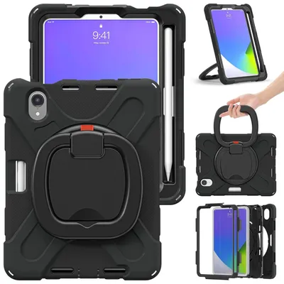 Image de Pour Apple iPad Mini 2024 8,3 pouces / Mini 6 2021 : coque de protection noire à 360 degrés