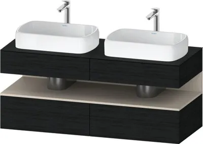 Produktbild von Duravit Qatego Konsolenwaschtischunterbau, 2 Auszüge, 2 Schubkästen, 2 Ausschnitte, 1400x550x600mm, Nische Taupe Supermatt, QA4767083160010