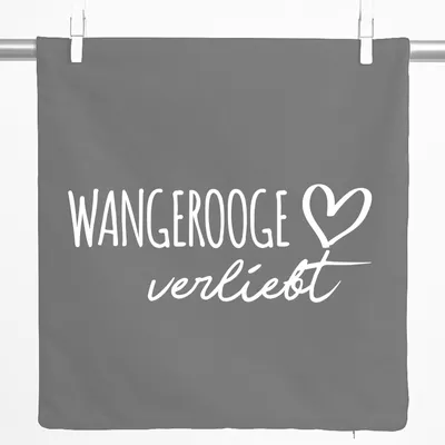 Produktbild von Huuraa Kissenbezug Wangerooge verliebt 40x40cm Steel Grey Baumwolle Dekokissenbezug Geschenkidee