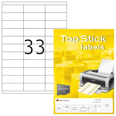 Zdjęcie produktu dla TOP STICK 8702 Etykiety uniwersalne 70 x 25,4 mm białe