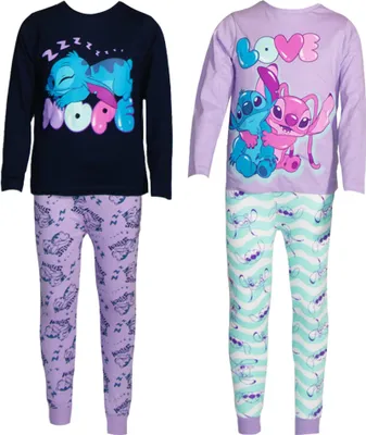 Produktbild von Lilo & Stitch - Schlafanzug mit langer Hose für Kinder TC651 (128) (Marine/Violett)