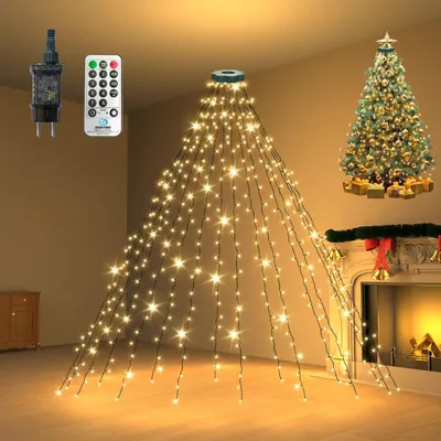 Lichterkette 2m, 300 LED, 8 Modi, Timer, IP44, für Bäume 150–240 cm
