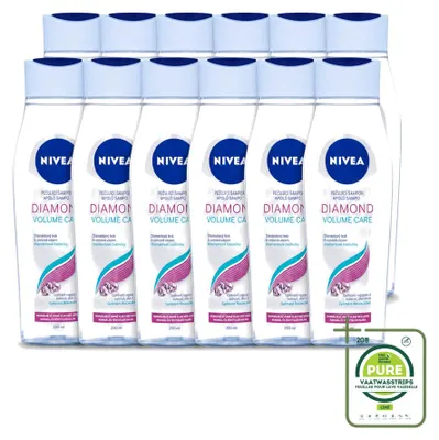 Image de 12 flacons de shampooing NIVEA Diamond Volume Care - 250 ml - Lot de 12