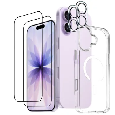 Produktbild von Kameraschutz Displayschutz MagSafe Handyhülle für Apple iPhone 17 Transparent 5in1 Schutzset