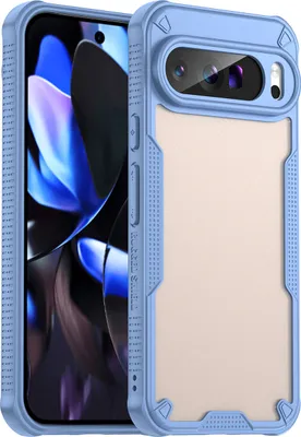 Obrázek produktu pro Ochranné pouzdro pro Google Pixel 9 Pro XL, průsvitná matná zadní strana, TPU bumper pouzdro Modrý
