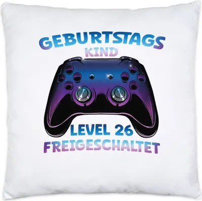Produktbild von Geburtstagskind Level 26 Freigeschaltet Kissen Happy Birthday Geburtstag Alles Gute Controller Konsole Game Spiel